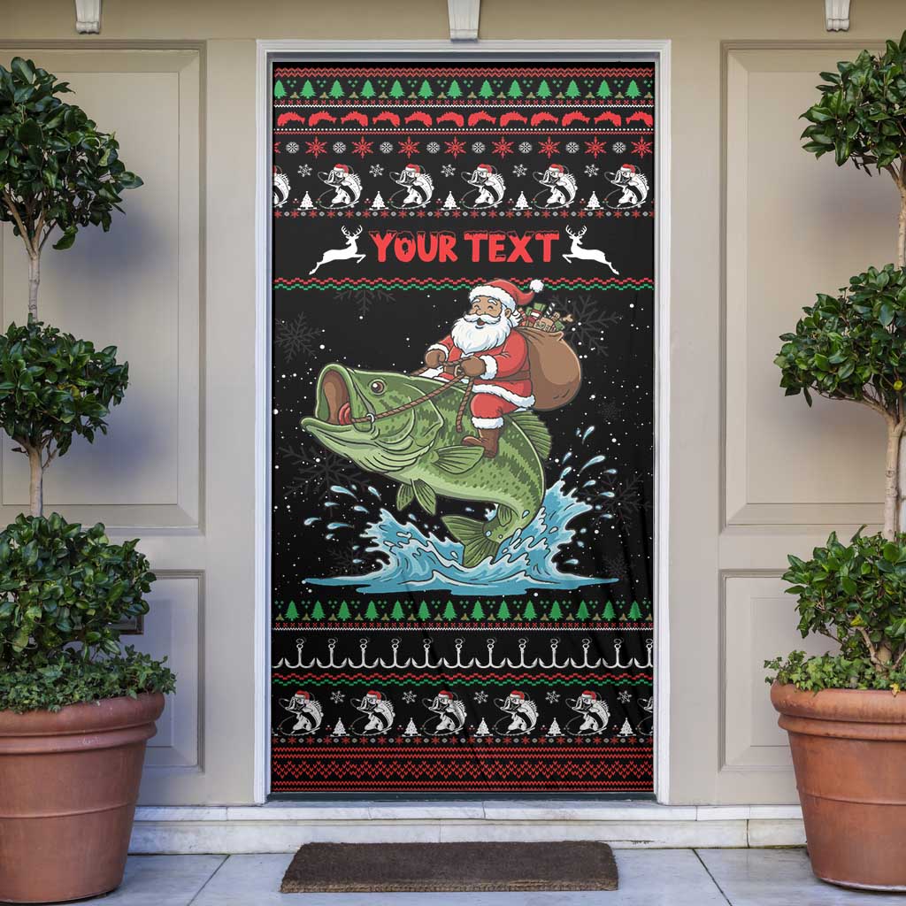 Merry Fishmas Santa Riding Bass Personalized Door Cover Funny Christmas - Wonder Print Shop