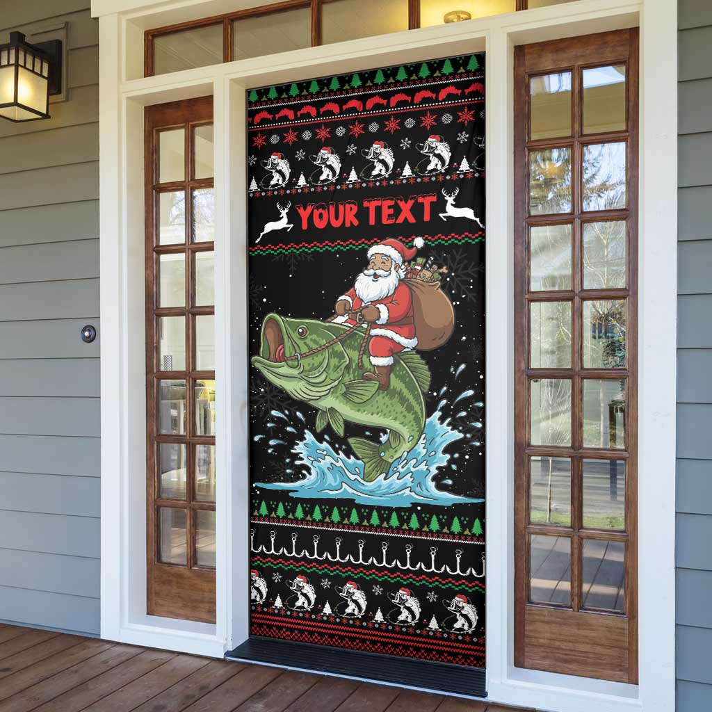 Merry Fishmas Santa Riding Bass Personalized Door Cover Funny Christmas - Wonder Print Shop