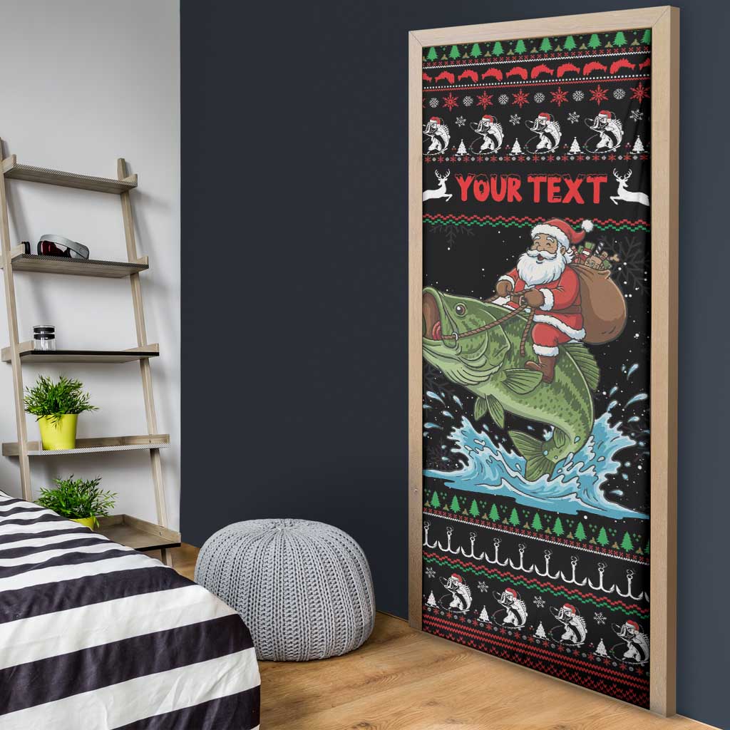 Merry Fishmas Santa Riding Bass Personalized Door Cover Funny Christmas - Wonder Print Shop