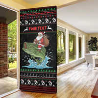 Merry Fishmas Santa Riding Bass Personalized Door Cover Funny Christmas - Wonder Print Shop