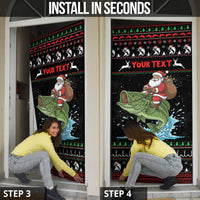 Merry Fishmas Santa Riding Bass Personalized Door Cover Funny Christmas - Wonder Print Shop