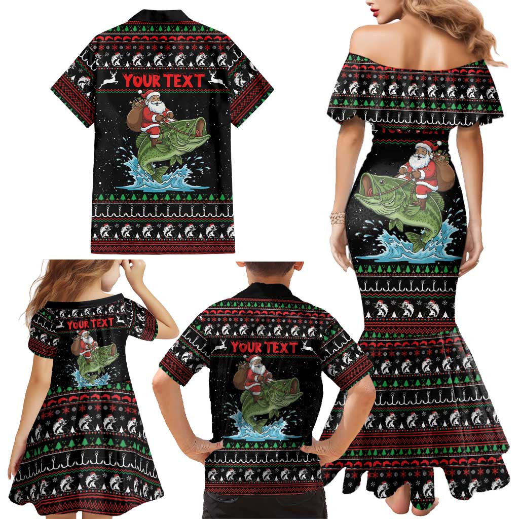 Merry Fishmas Santa Riding Bass Personalized Family Matching Mermaid Dress and Hawaiian Shirt Funny Christmas - Wonder Print Shop