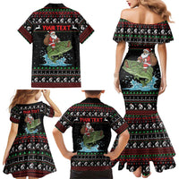Merry Fishmas Santa Riding Bass Personalized Family Matching Mermaid Dress and Hawaiian Shirt Funny Christmas - Wonder Print Shop