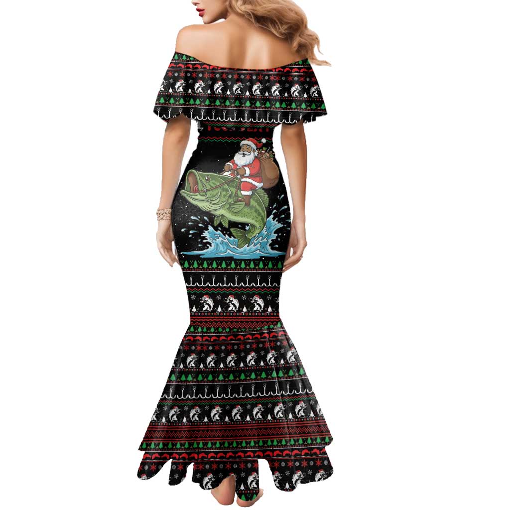 Merry Fishmas Santa Riding Bass Personalized Family Matching Mermaid Dress and Hawaiian Shirt Funny Christmas - Wonder Print Shop