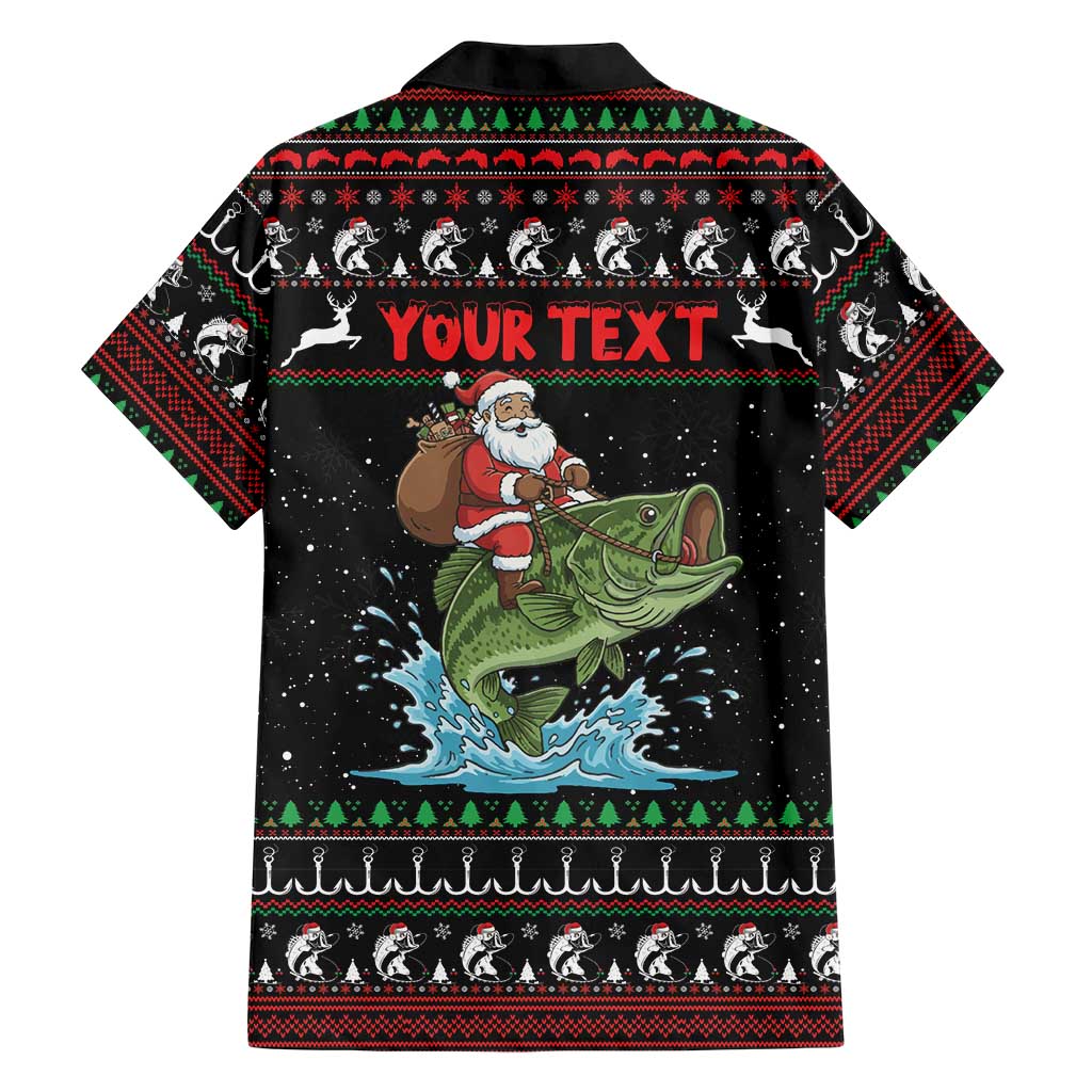 Merry Fishmas Santa Riding Bass Personalized Family Matching Off Shoulder Maxi Dress and Hawaiian Shirt Funny Christmas - Wonder Print Shop