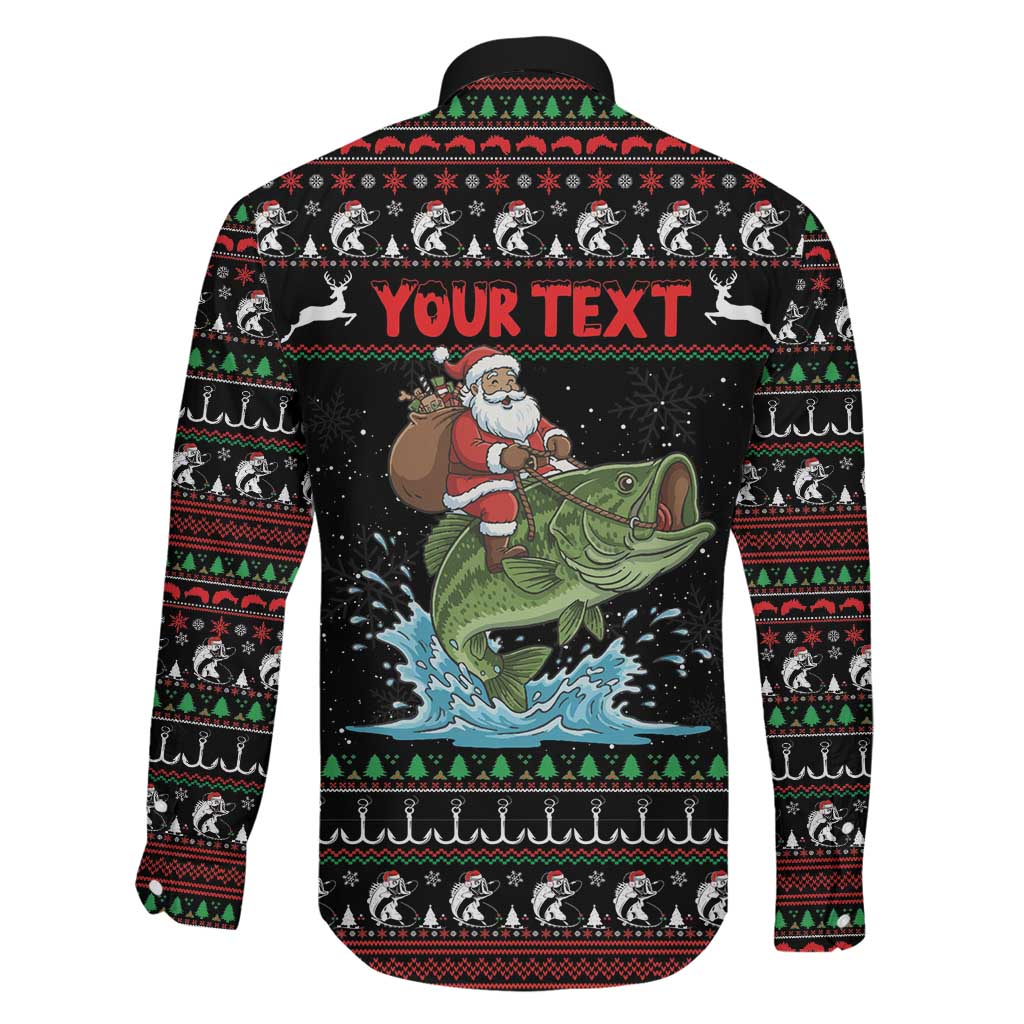 Merry Fishmas Santa Riding Bass Personalized Family Matching Off Shoulder Maxi Dress and Hawaiian Shirt Funny Christmas - Wonder Print Shop