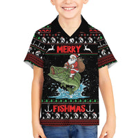 Merry Fishmas Santa Riding Bass Personalized Family Matching Off Shoulder Maxi Dress and Hawaiian Shirt Funny Christmas - Wonder Print Shop