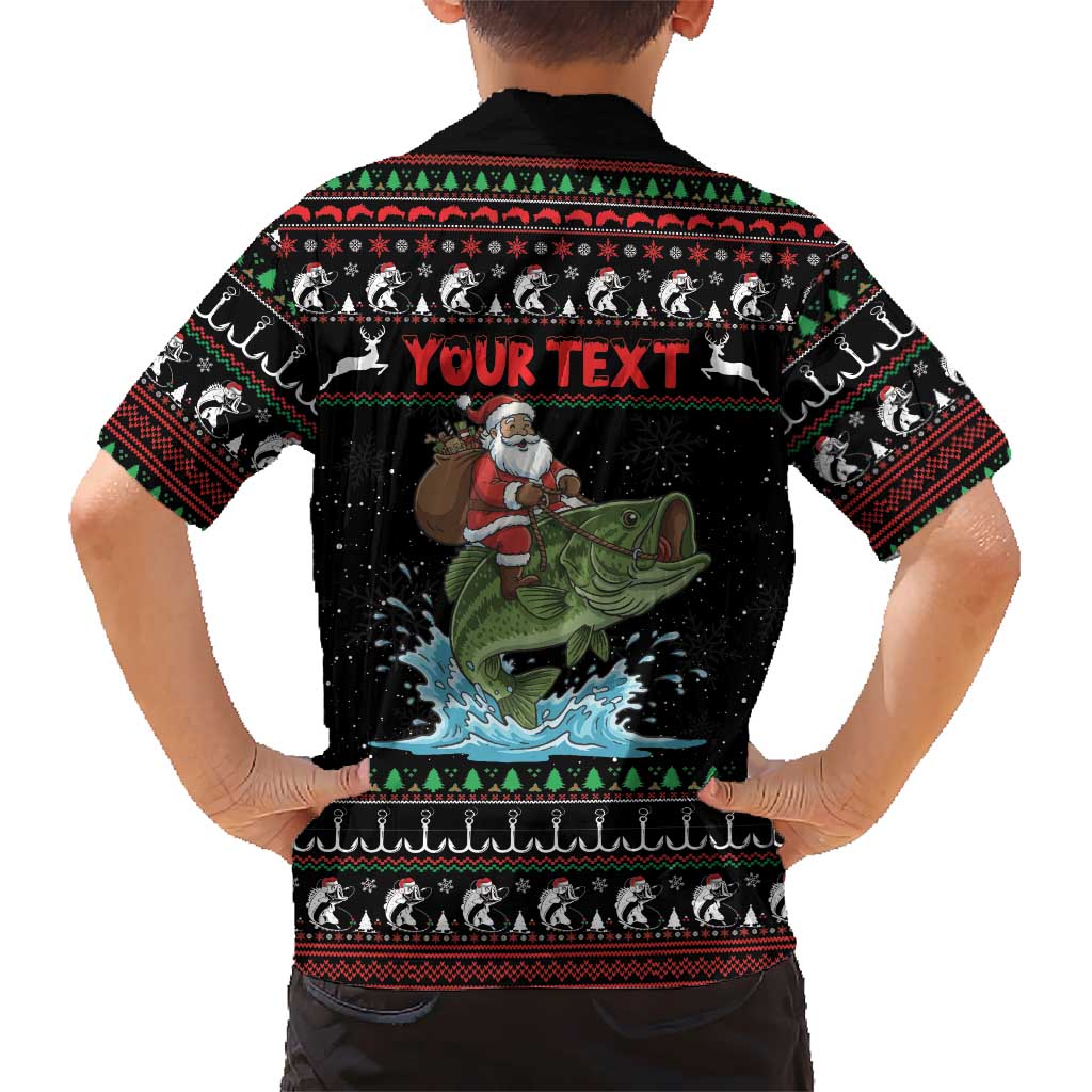 Merry Fishmas Santa Riding Bass Personalized Family Matching Puletasi and Hawaiian Shirt Funny Christmas - Wonder Print Shop