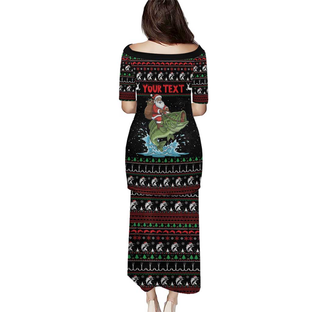 Merry Fishmas Santa Riding Bass Personalized Family Matching Puletasi and Hawaiian Shirt Funny Christmas - Wonder Print Shop