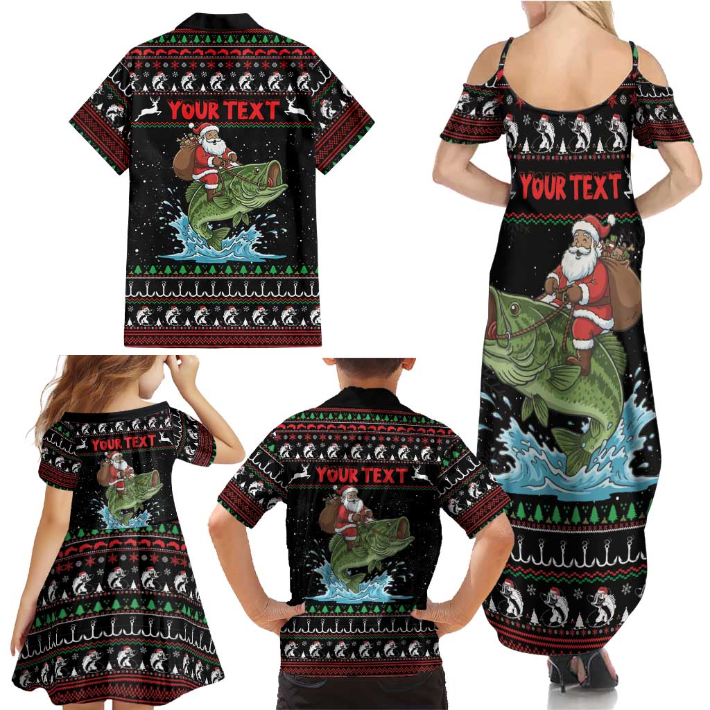 Merry Fishmas Santa Riding Bass Personalized Family Matching Summer Maxi Dress and Hawaiian Shirt Funny Christmas - Wonder Print Shop