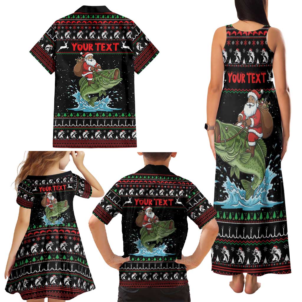 Merry Fishmas Santa Riding Bass Personalized Family Matching Tank Maxi Dress and Hawaiian Shirt Funny Christmas - Wonder Print Shop