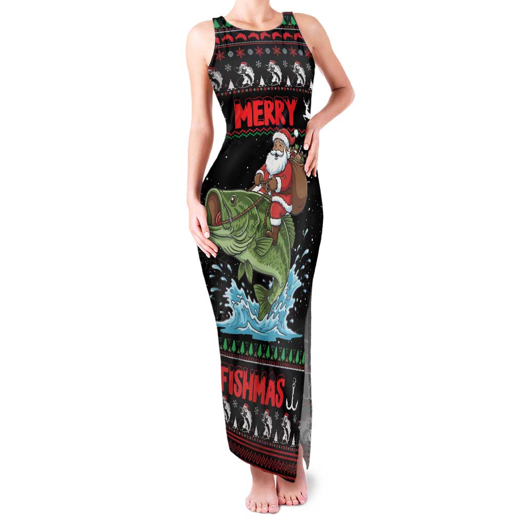 Merry Fishmas Santa Riding Bass Personalized Family Matching Tank Maxi Dress and Hawaiian Shirt Funny Christmas - Wonder Print Shop