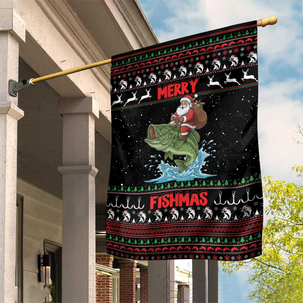 Merry Fishmas Santa Riding Bass Garden Flag Funny Christmas - Wonder Print Shop
