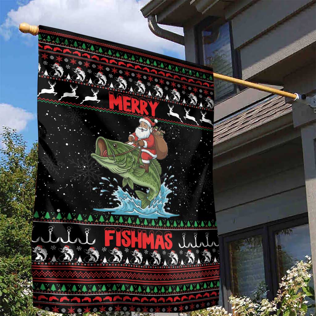 Merry Fishmas Santa Riding Bass Garden Flag Funny Christmas - Wonder Print Shop