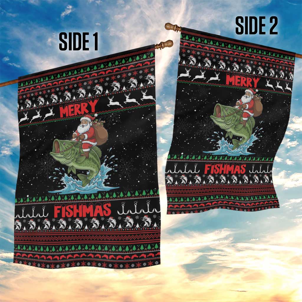 Merry Fishmas Santa Riding Bass Garden Flag Funny Christmas - Wonder Print Shop