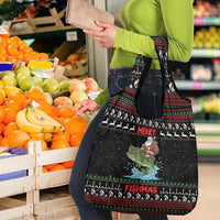 Merry Fishmas Santa Riding Bass Grocery Bag Funny Christmas - Wonder Print Shop