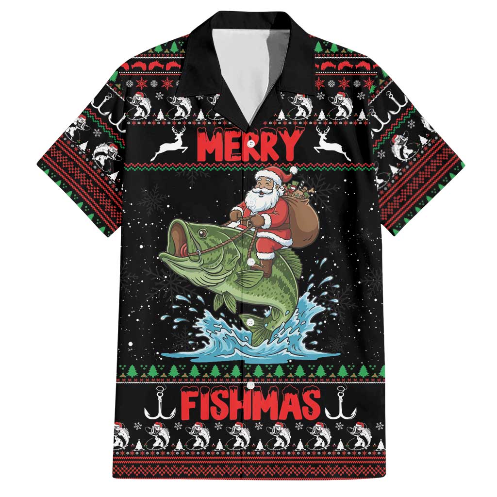 Merry Fishmas Santa Riding Bass Personalized Hawaiian Shirt Funny Christmas - Wonder Print Shop