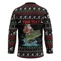 Merry Fishmas Santa Riding Bass Personalized Hockey Jersey Funny Christmas - Wonder Print Shop