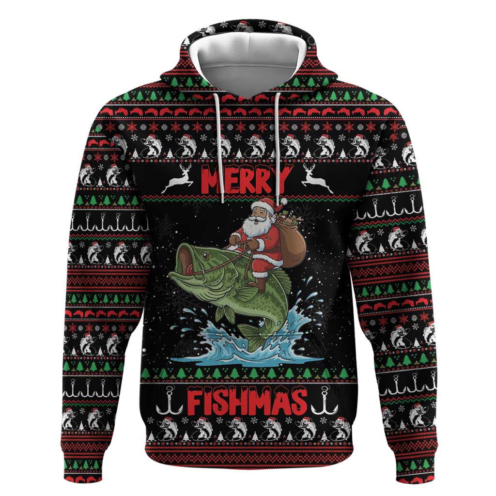 Merry Fishmas Santa Riding Bass Personalized Hoodie Funny Christmas - Wonder Print Shop