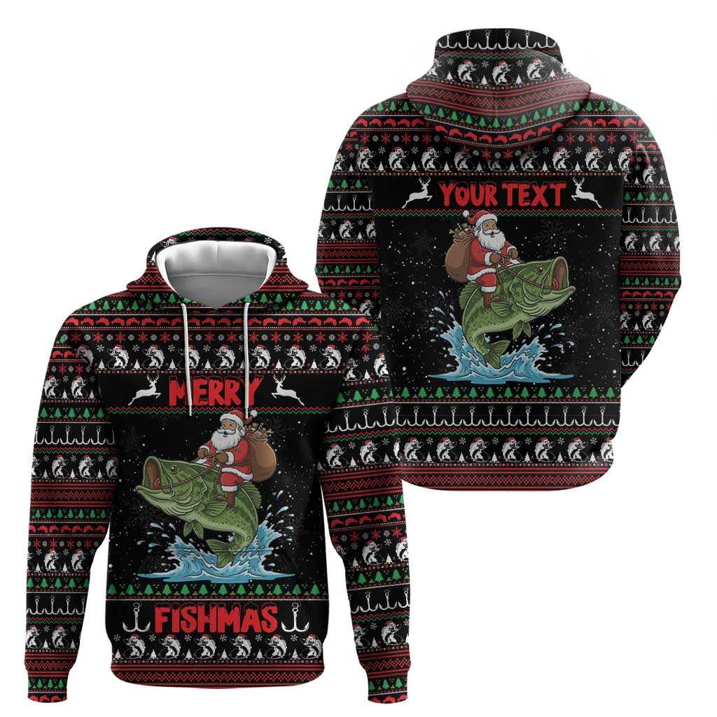 Merry Fishmas Santa Riding Bass Personalized Hoodie Funny Christmas - Wonder Print Shop