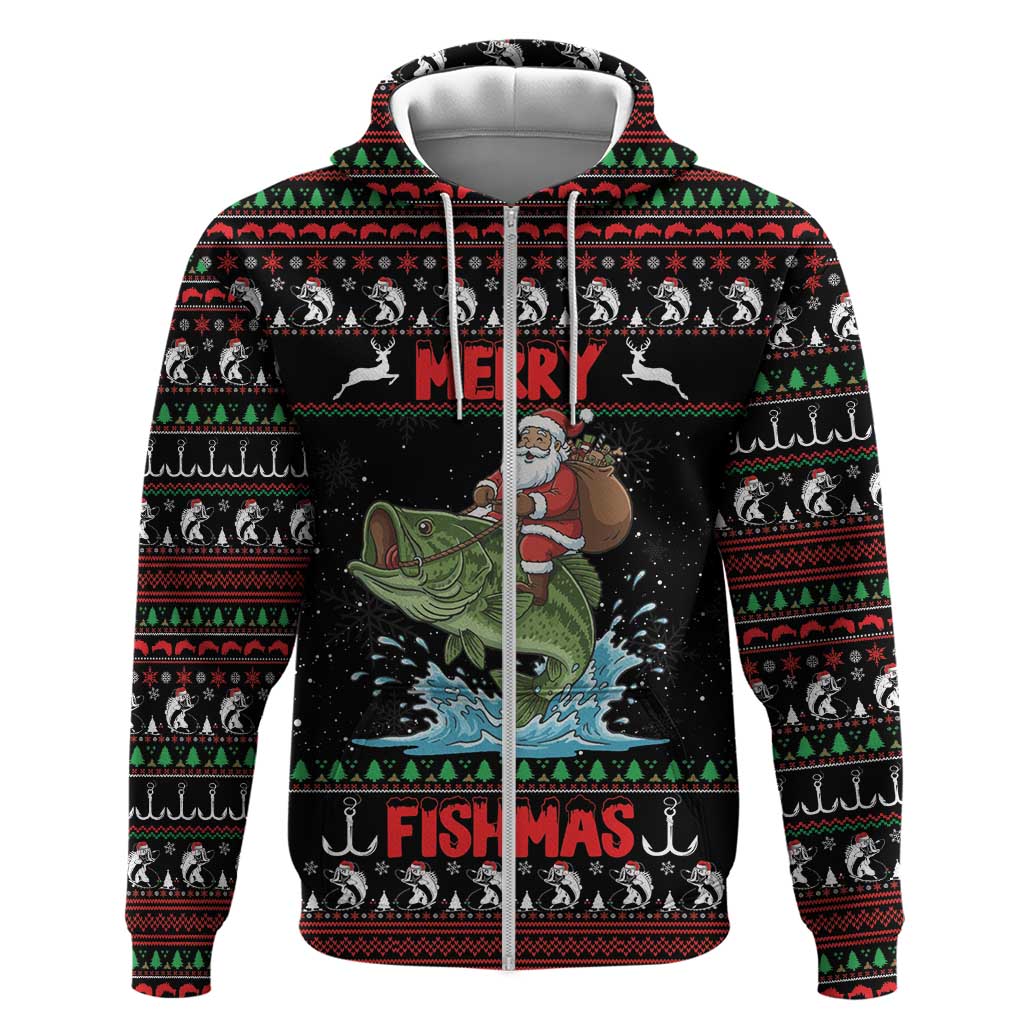 Merry Fishmas Santa Riding Bass Personalized Hoodie Funny Christmas - Wonder Print Shop