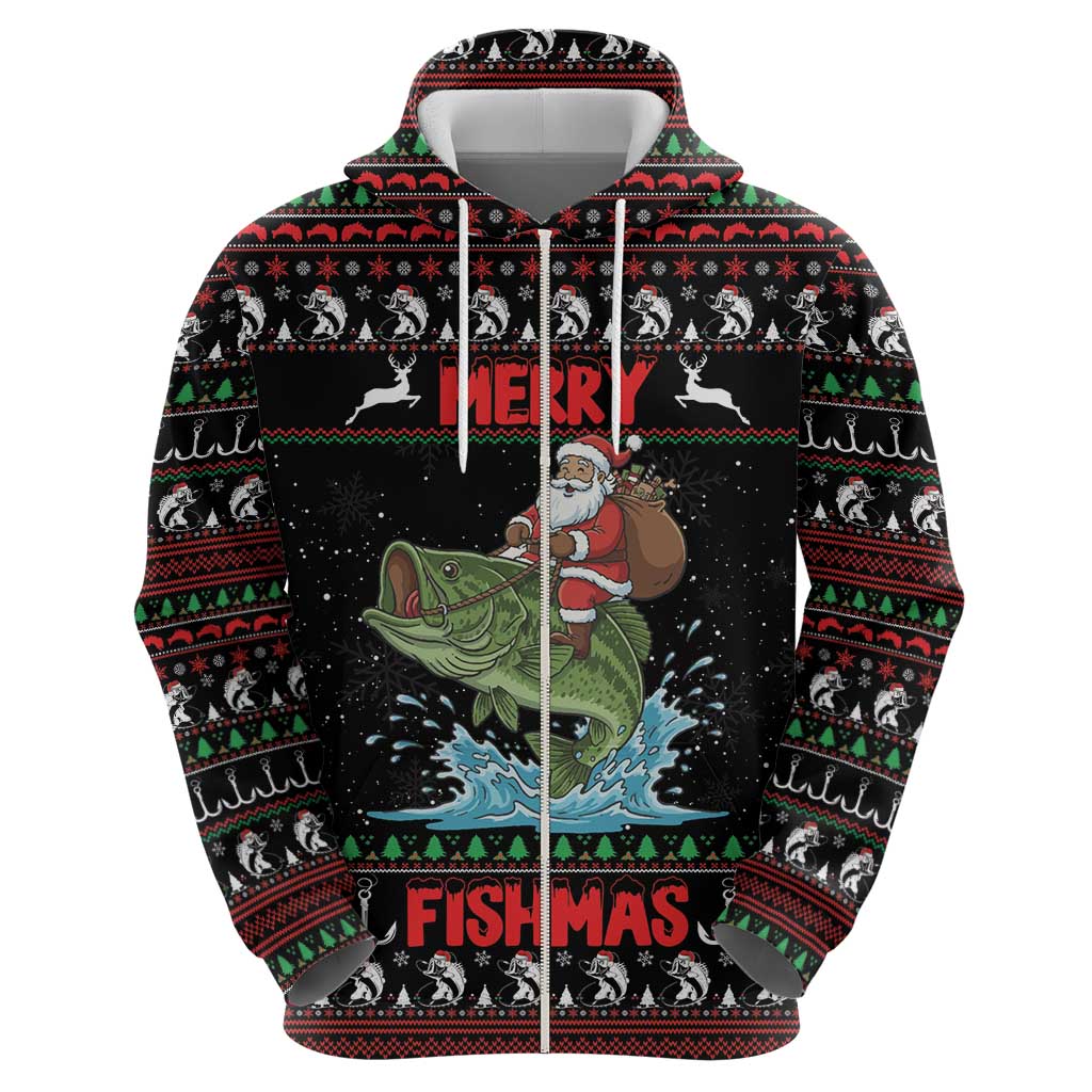 Merry Fishmas Santa Riding Bass Personalized Hoodie Funny Christmas - Wonder Print Shop