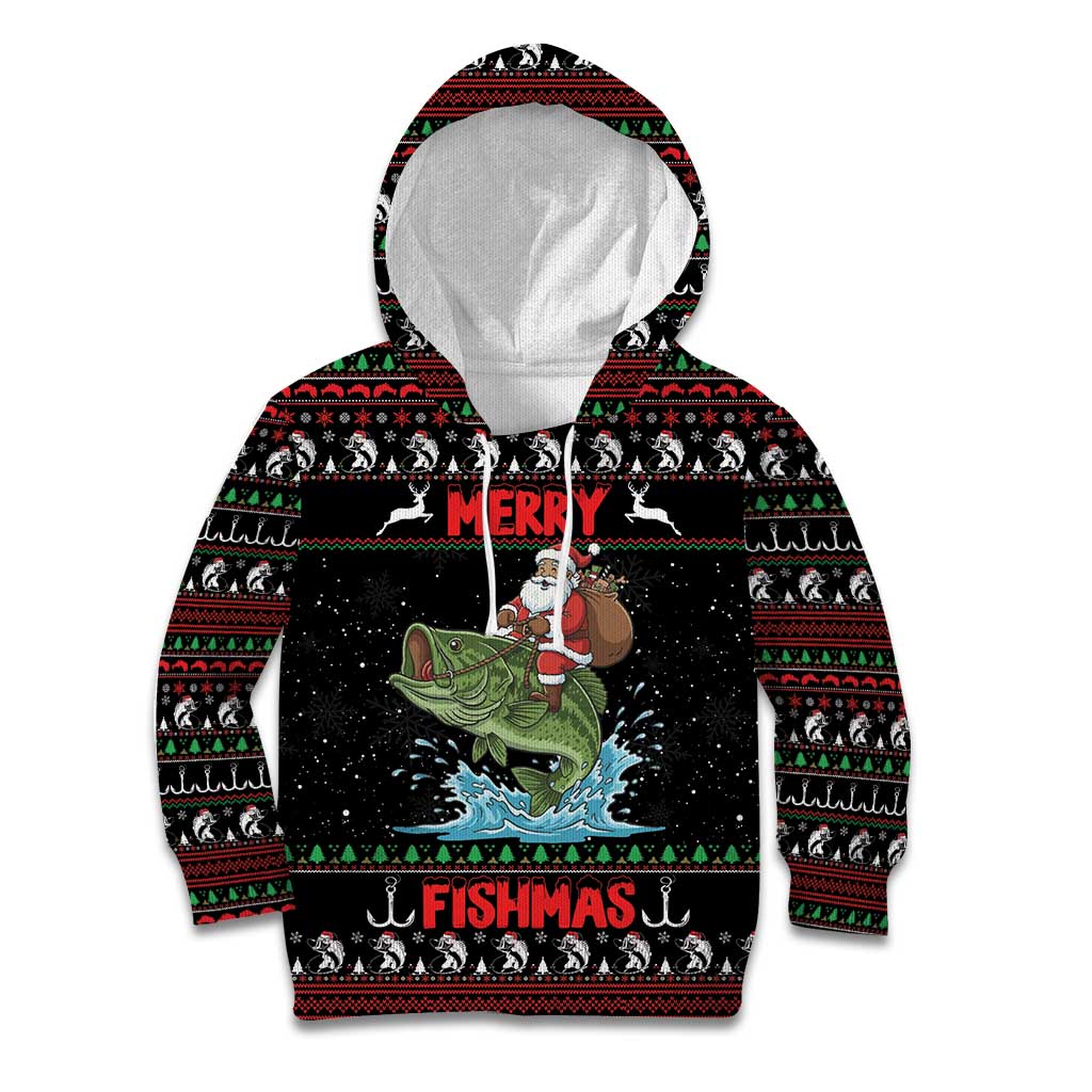 Merry Fishmas Santa Riding Bass Personalized Kid Hoodie Funny Christmas - Wonder Print Shop