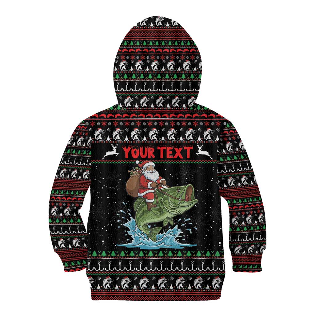 Merry Fishmas Santa Riding Bass Personalized Kid Hoodie Funny Christmas - Wonder Print Shop