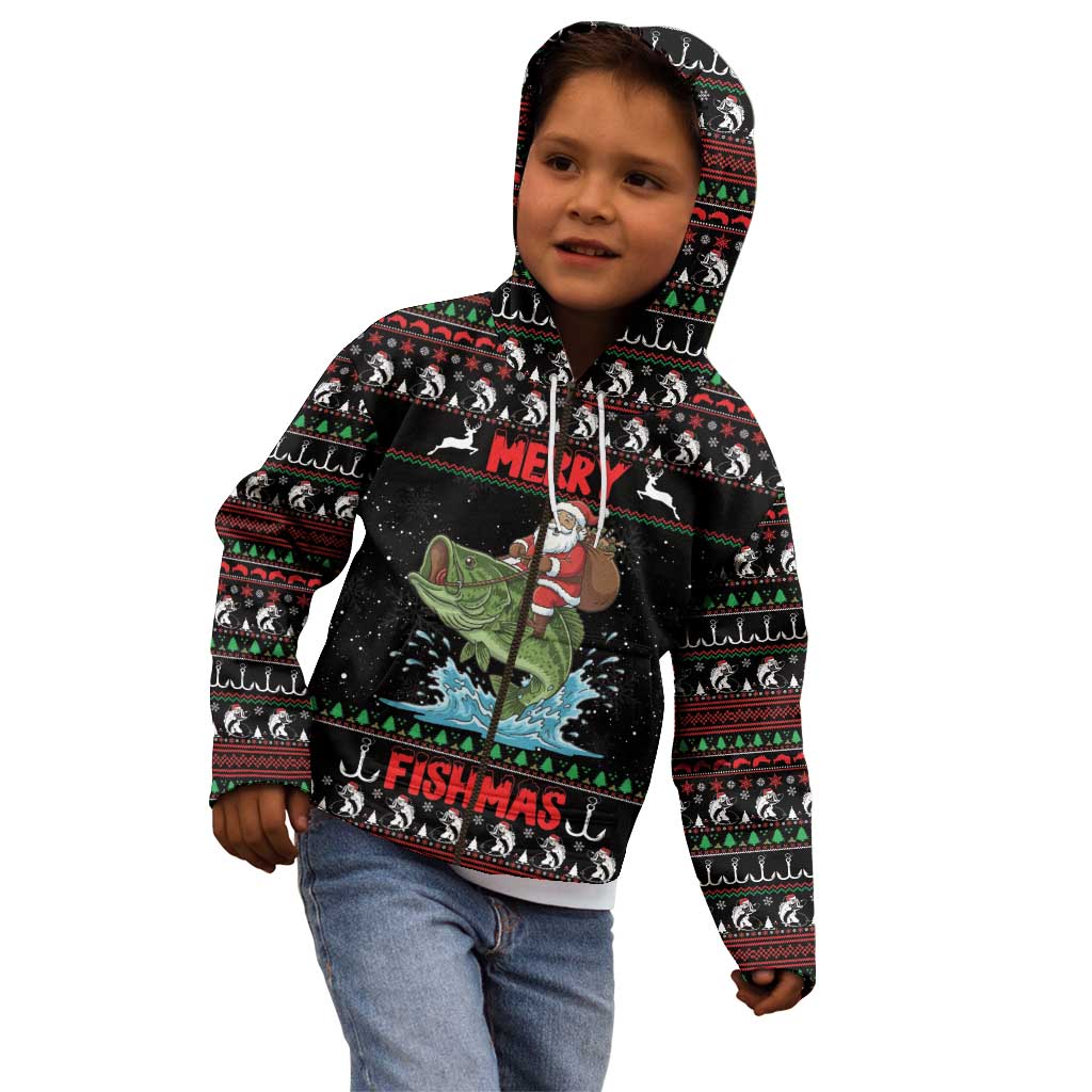 Merry Fishmas Santa Riding Bass Personalized Kid Hoodie Funny Christmas - Wonder Print Shop