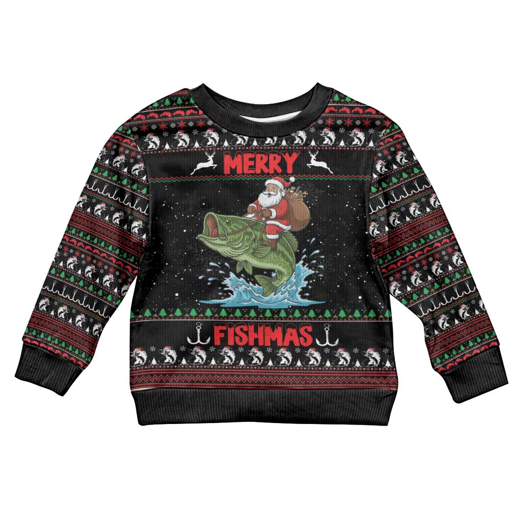 Merry Fishmas Santa Riding Bass Personalized Kid Ugly Christmas Sweater Funny Christmas - Wonder Print Shop
