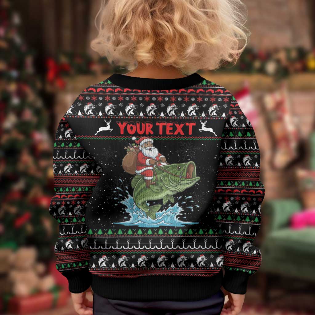 Merry Fishmas Santa Riding Bass Personalized Kid Ugly Christmas Sweater Funny Christmas - Wonder Print Shop