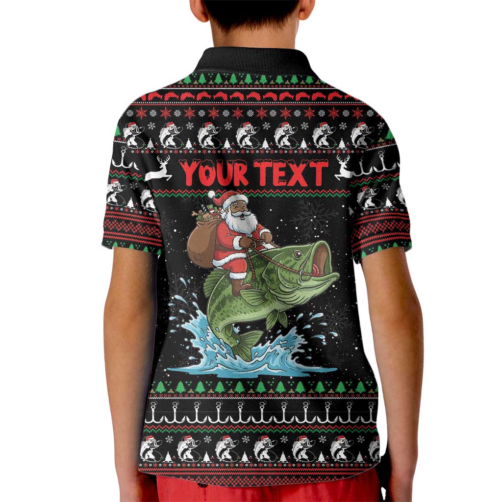 Merry Fishmas Santa Riding Bass Personalized Kid Polo Shirt Funny Christmas - Wonder Print Shop