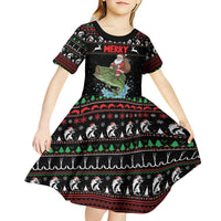 Merry Fishmas Santa Riding Bass Personalized Kid Short Sleeve Dress Funny Christmas - Wonder Print Shop