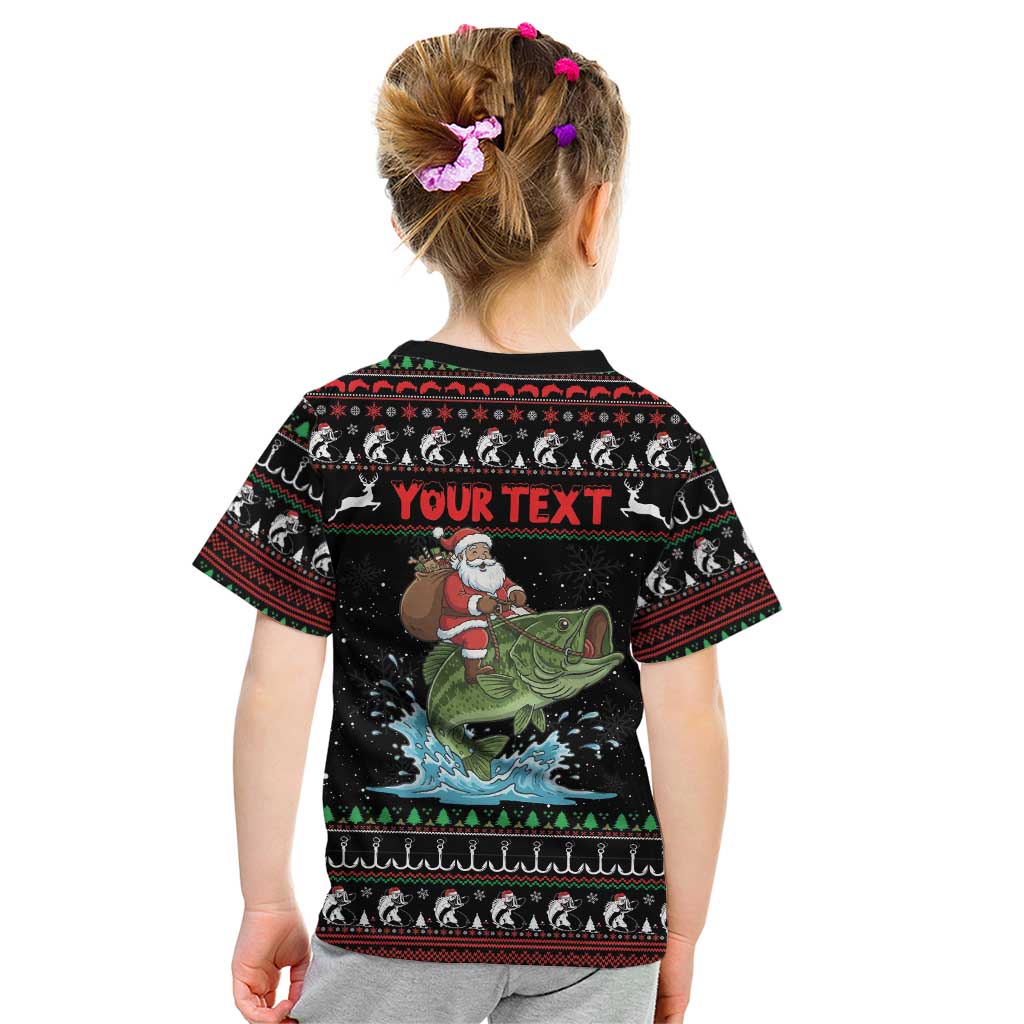 Merry Fishmas Santa Riding Bass Personalized Kid T Shirt Funny Christmas - Wonder Print Shop