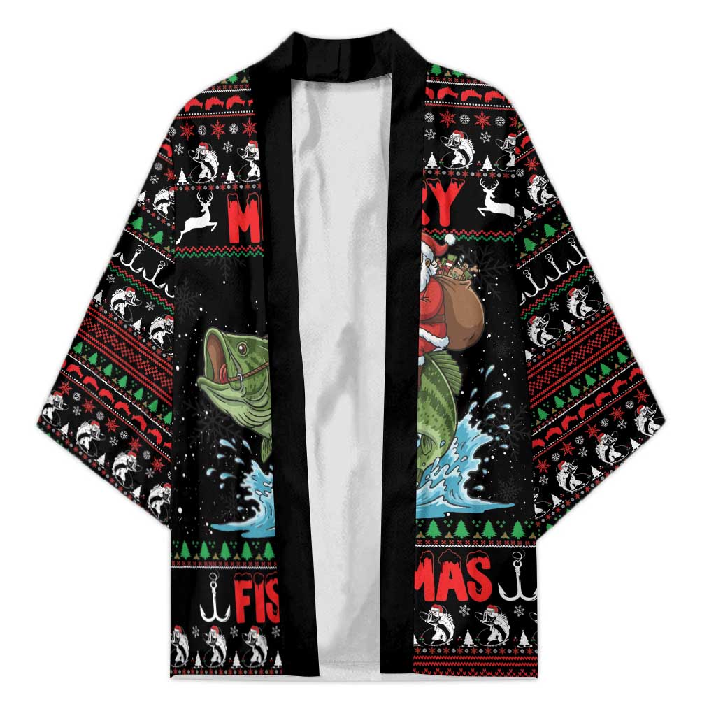 Merry Fishmas Santa Riding Bass Personalized Kimono Funny Christmas - Wonder Print Shop