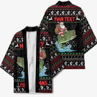 Merry Fishmas Santa Riding Bass Personalized Kimono Funny Christmas - Wonder Print Shop
