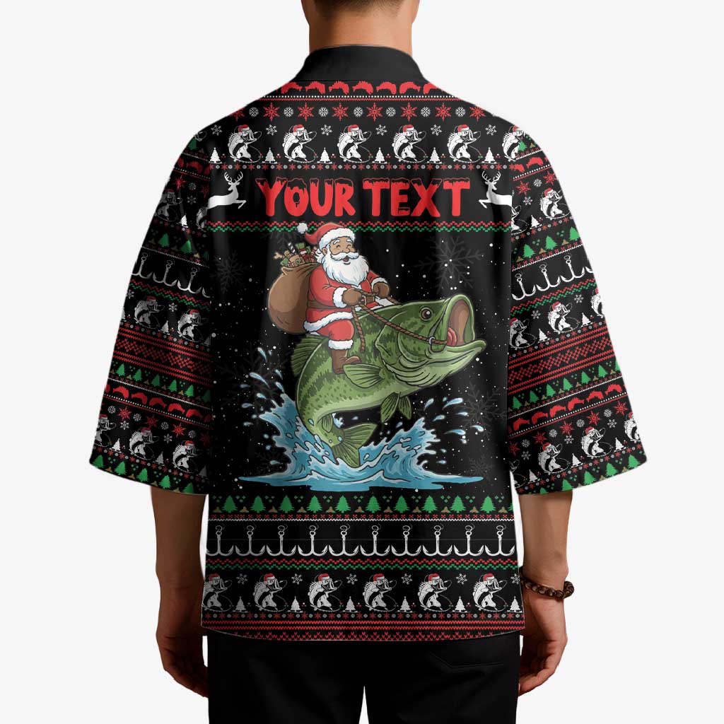 Merry Fishmas Santa Riding Bass Personalized Kimono Funny Christmas - Wonder Print Shop
