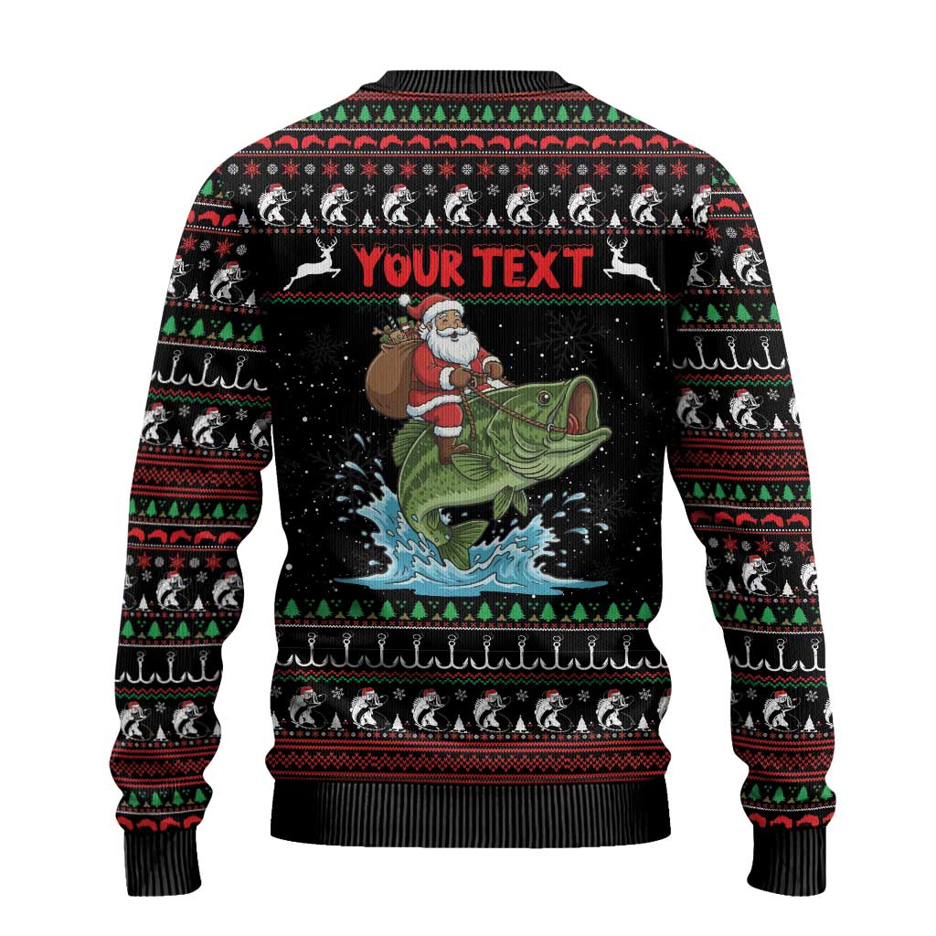Merry Fishmas Santa Riding Bass Personalized Ugly Christmas Sweater Funny Christmas - Wonder Print Shop