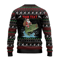 Merry Fishmas Santa Riding Bass Personalized Ugly Christmas Sweater Funny Christmas - Wonder Print Shop