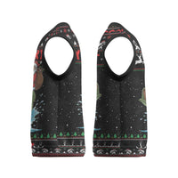 Merry Fishmas Santa Riding Bass Personalized Christmas Knitted V-Neck Vest Funny Christmas - Wonder Print Shop