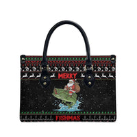 Merry Fishmas Santa Riding Bass Leather Bag Funny Christmas - Wonder Print Shop