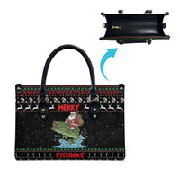 Merry Fishmas Santa Riding Bass Leather Bag Funny Christmas - Wonder Print Shop