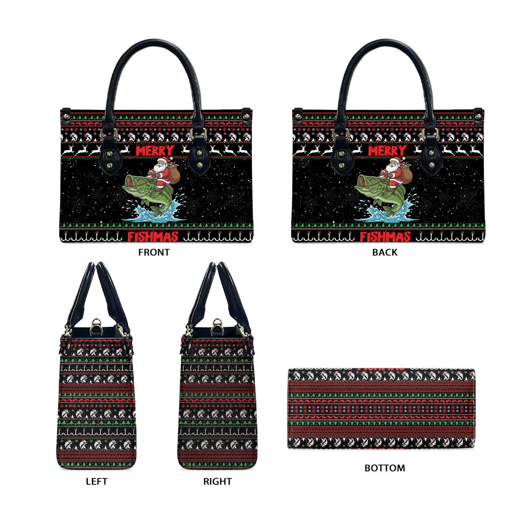 Merry Fishmas Santa Riding Bass Leather Bag Funny Christmas - Wonder Print Shop