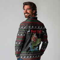 Merry Fishmas Santa Riding Bass Personalized Long Sleeve Polo Shirt Funny Christmas - Wonder Print Shop