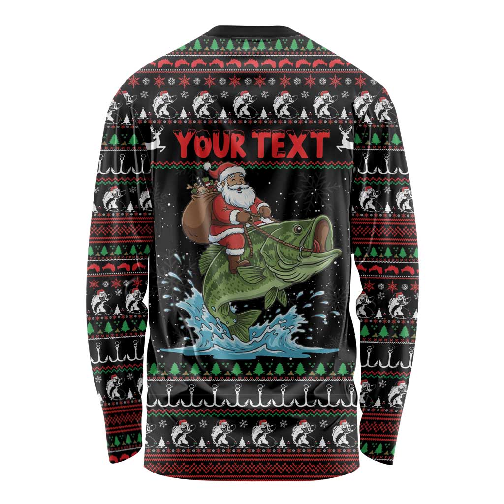 Merry Fishmas Santa Riding Bass Personalized Long Sleeve Shirt Funny Christmas - Wonder Print Shop