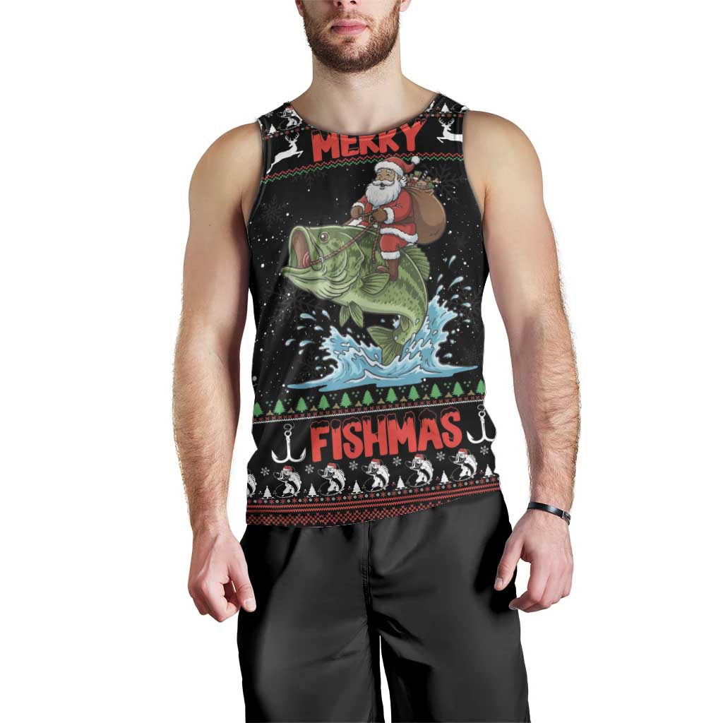 Merry Fishmas Santa Riding Bass Personalized Men Tank Top Funny Christmas - Wonder Print Shop