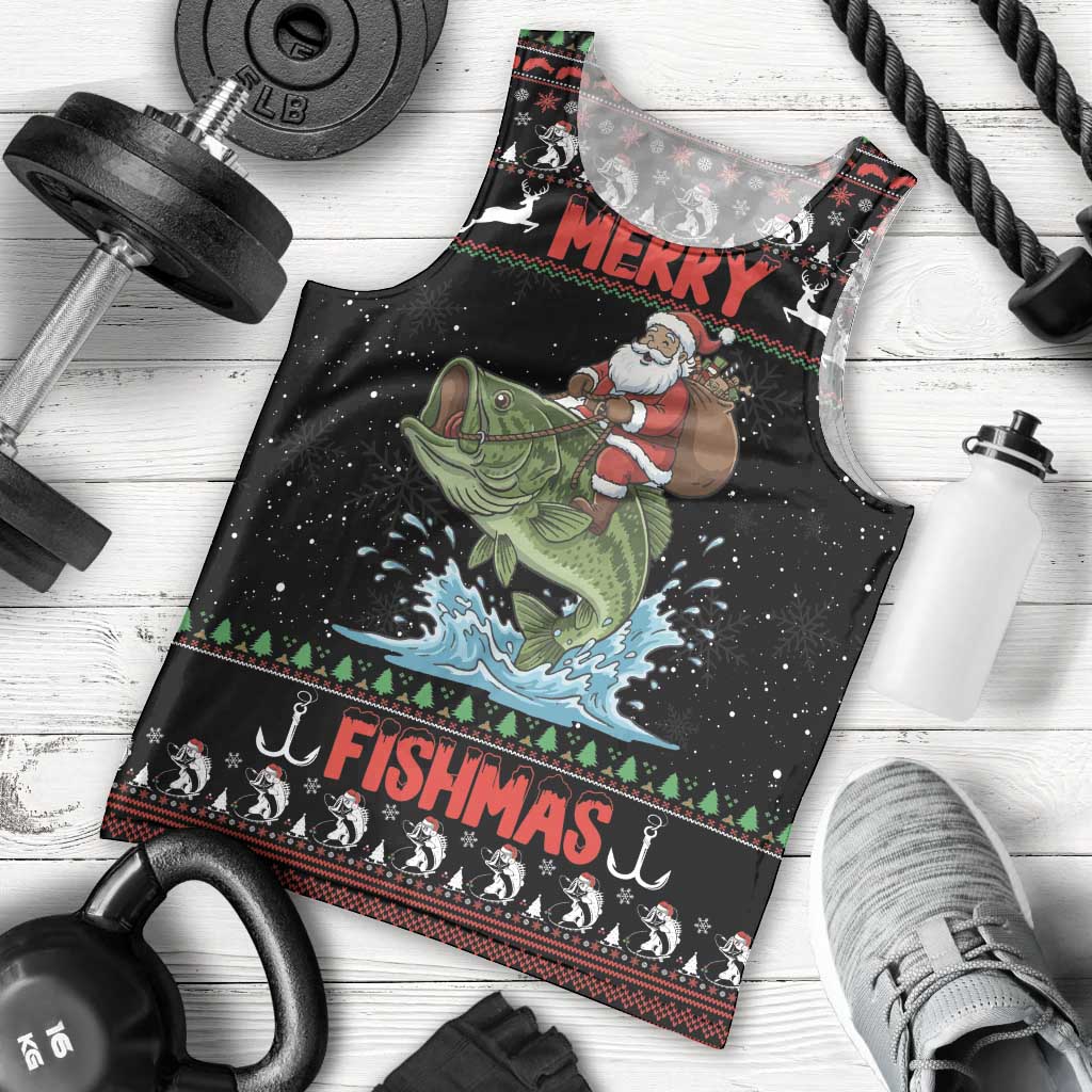 Merry Fishmas Santa Riding Bass Personalized Men Tank Top Funny Christmas - Wonder Print Shop