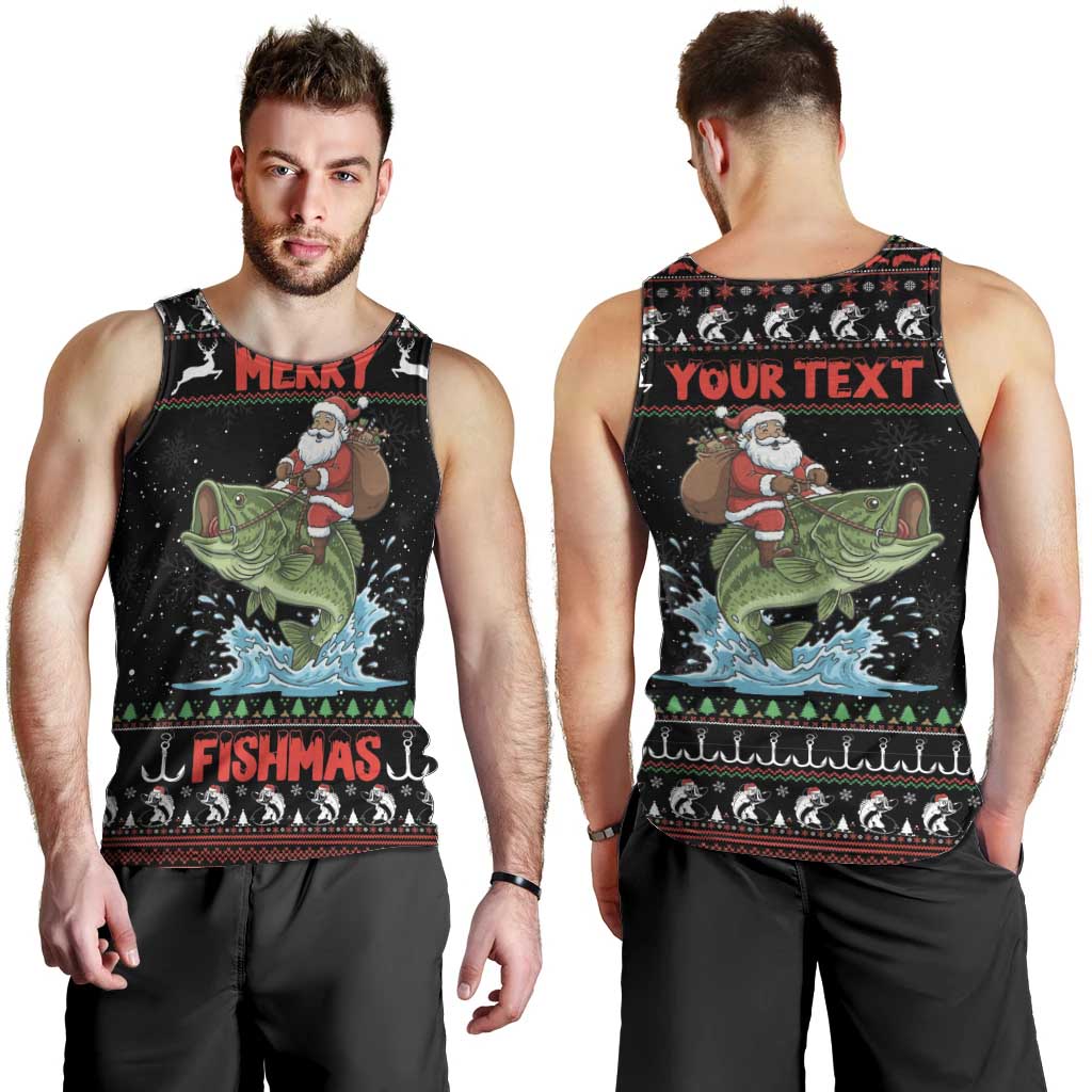 Merry Fishmas Santa Riding Bass Personalized Men Tank Top Funny Christmas - Wonder Print Shop