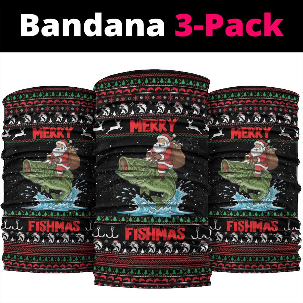 Merry Fishmas Santa Riding Bass Neck Gaiter Funny Christmas - Wonder Print Shop