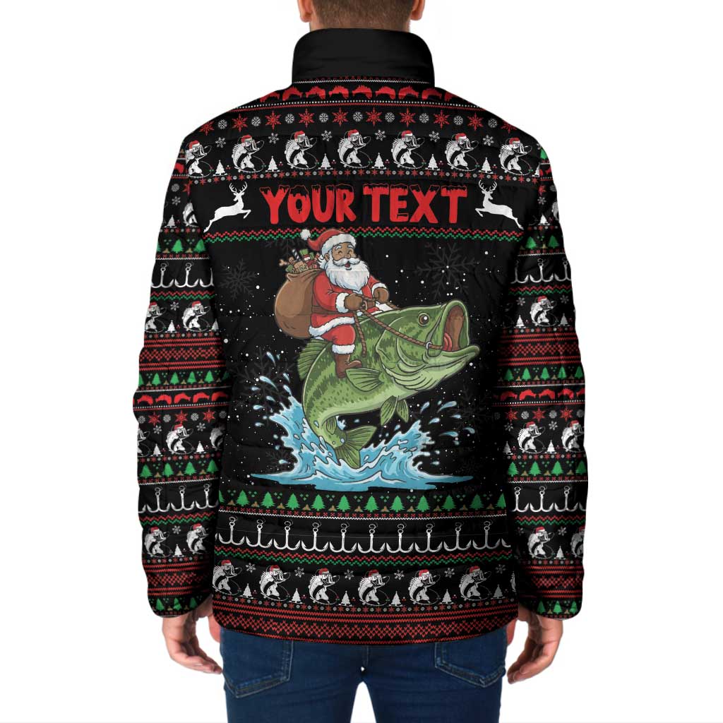 Merry Fishmas Santa Riding Bass Personalized Padded Jacket Funny Christmas - Wonder Print Shop